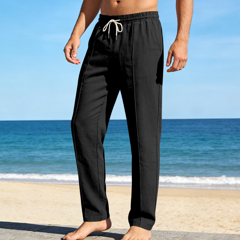 Linen Trousers Women Straight-Leg Relaxed Fit 0