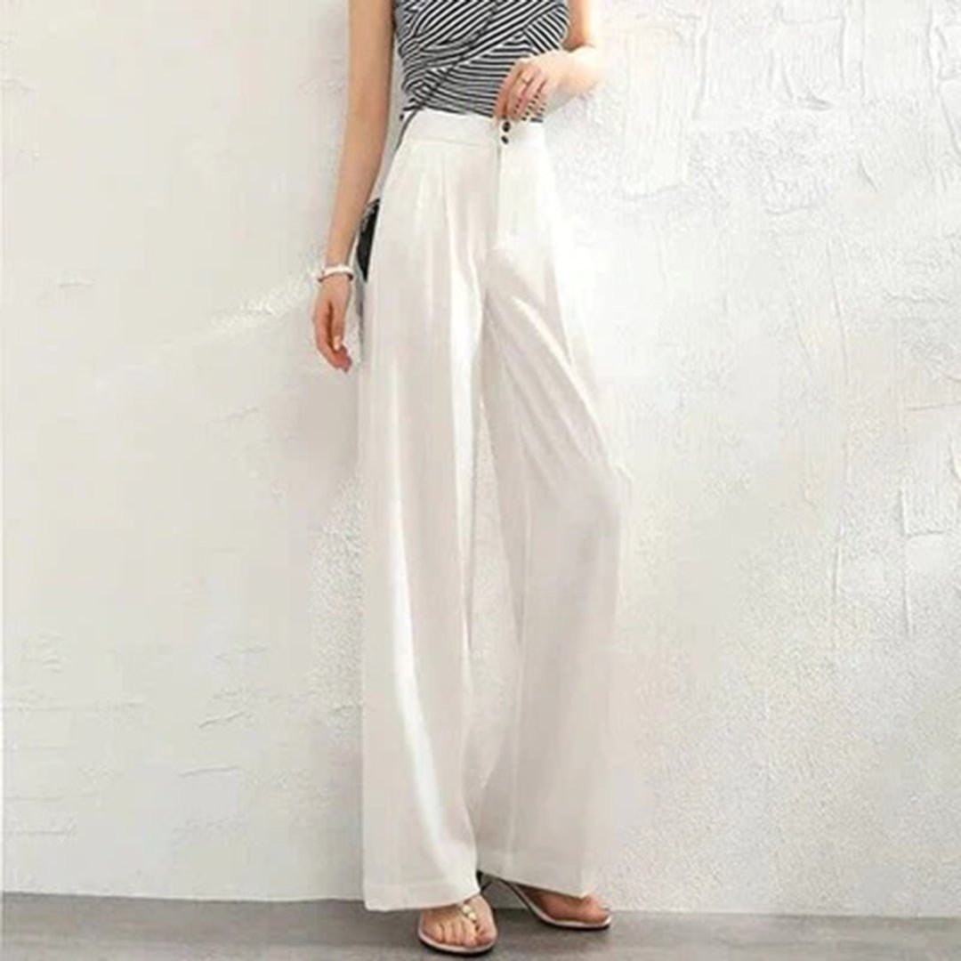 Linen Wide Leg Trousers High-Waisted Fit 0