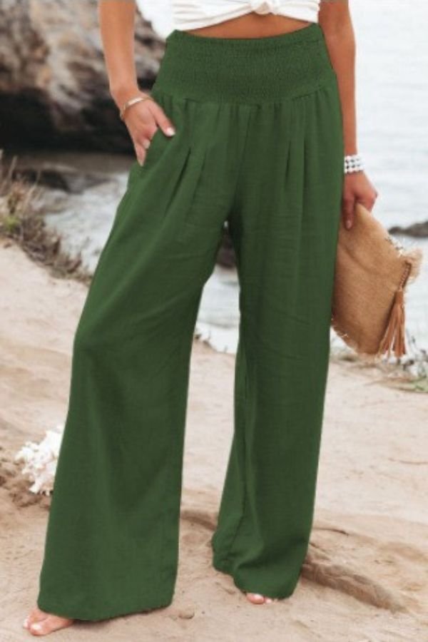 Linen Wide Leg Trousers High Waisted Design 5