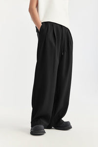 Linen Wide Leg Trousers With Drawstring Waist