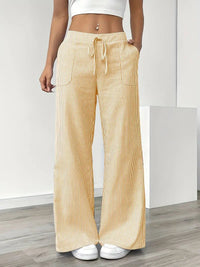 Linen Wide Leg Trousers With Pockets