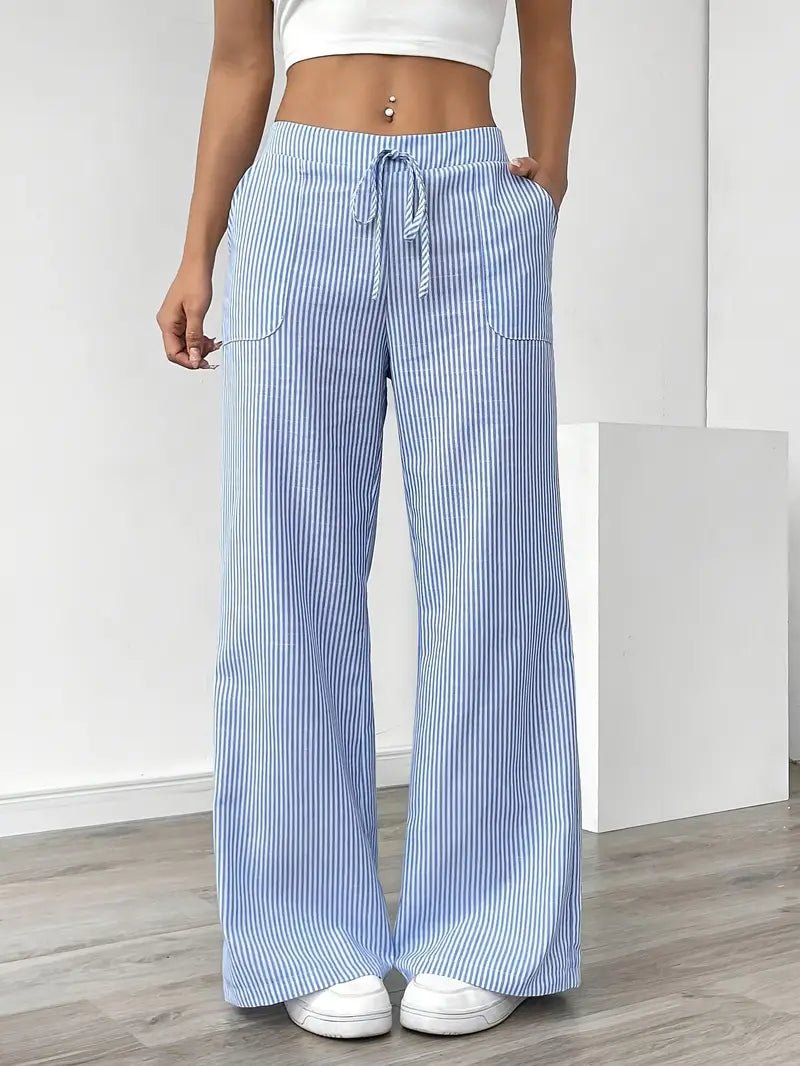 Linen Wide Leg Trousers With Pockets 2