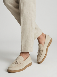 Men's Suede Tassel Loafers with Slip-On Design