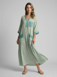 Women's Boho Maxi Dress with V-Neck for Summer