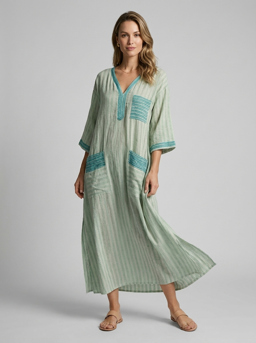 Boho Maxi Dress with V-Neck for Summer
