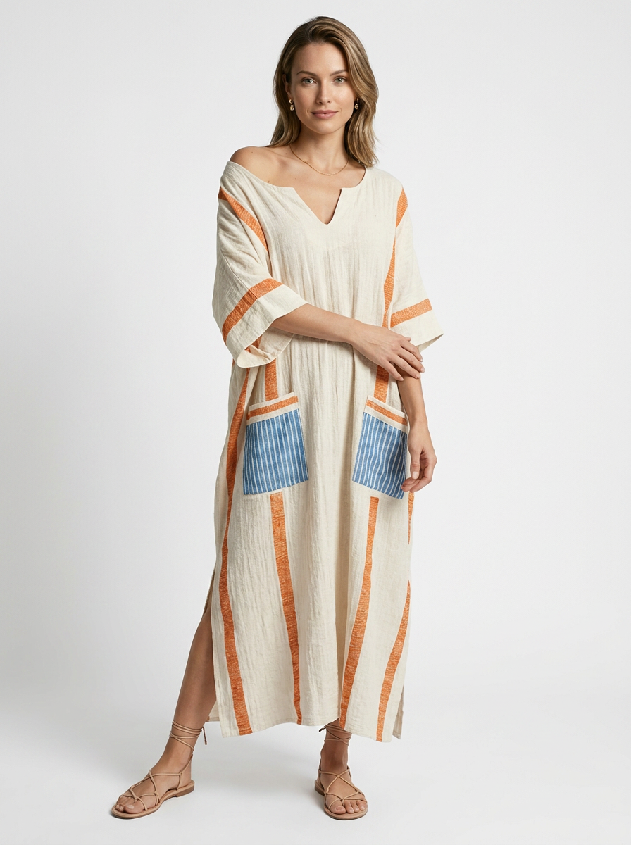 Boho Maxi Dress with V-Neck for Summer