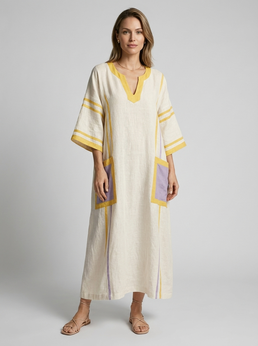 Boho Maxi Dress with V-Neck for Summer