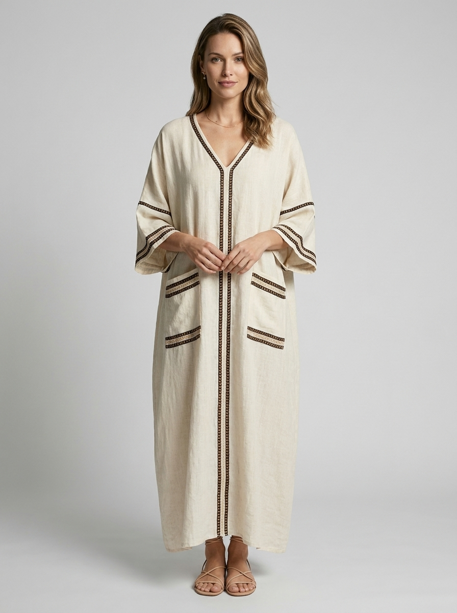 Boho Maxi Dress with V-Neck for Summer