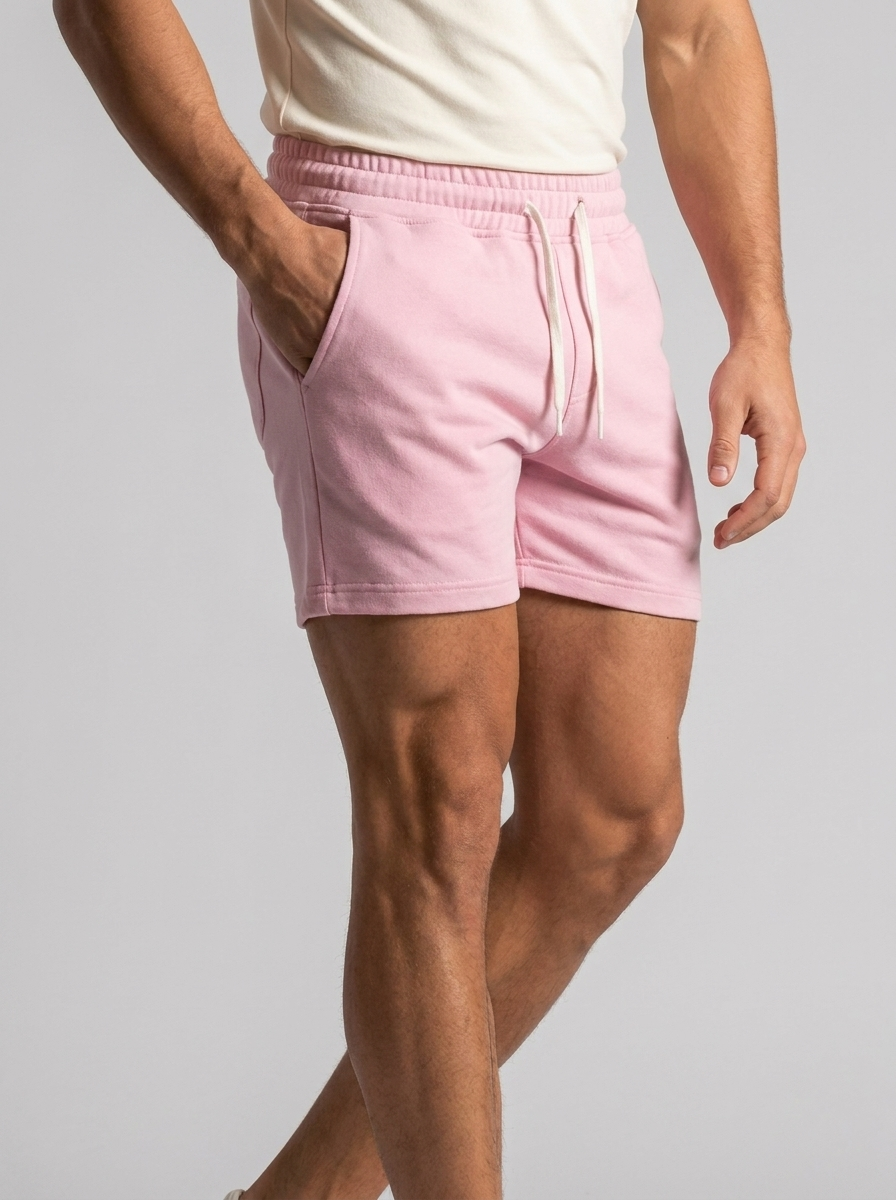 Men's black slim-fit jogger shorts with drawstring