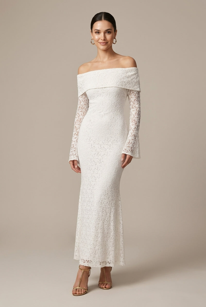 Maxi Dress With Sleeves And Flared Design 0