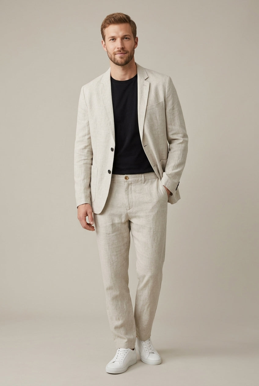 Men's Blazer Set With Elastic Waist Trousers 2