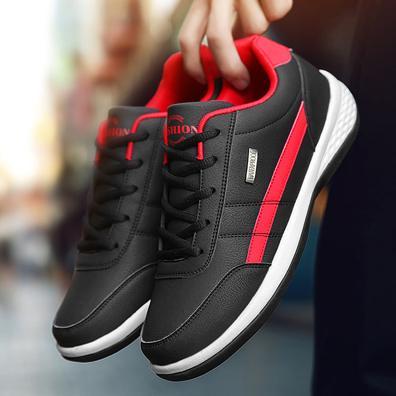 Men's red lace up casual trainers with cushioned EVA sole
