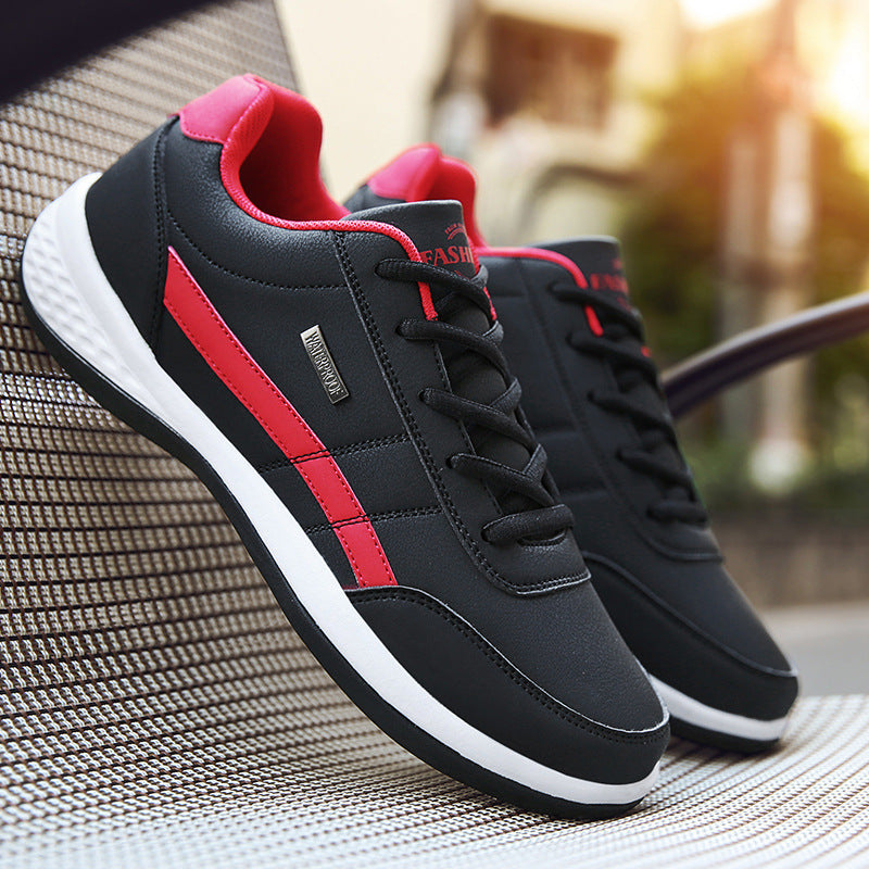 Men's red lace up casual trainers with cushioned EVA sole