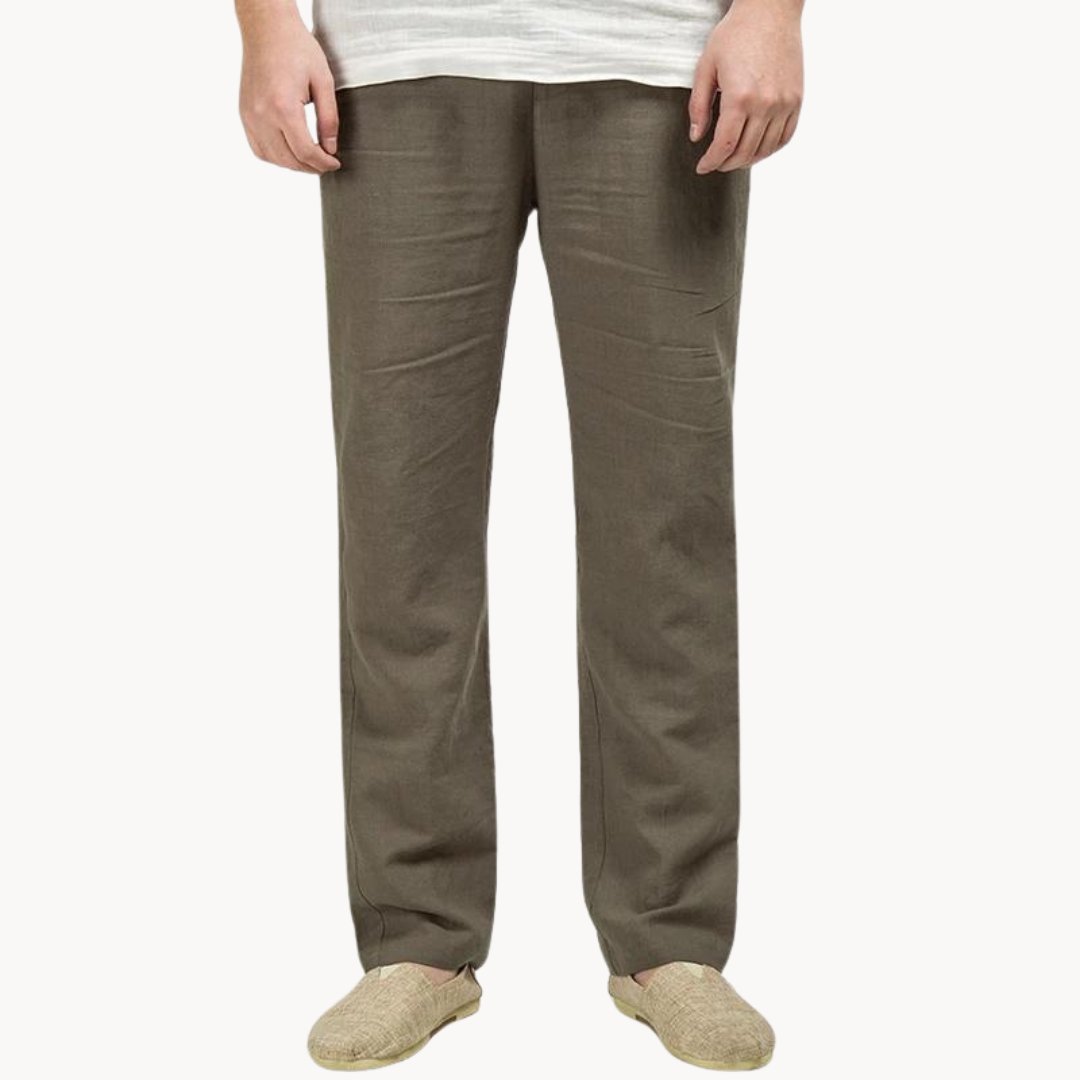 Men's Linen Trousers Straight Leg Relaxed Fit 2