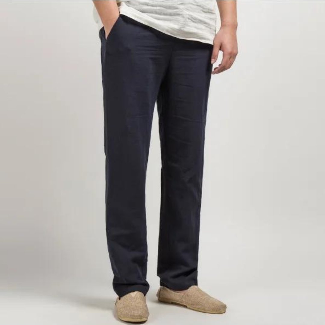 Men's Linen Trousers Straight Leg Relaxed Fit 4