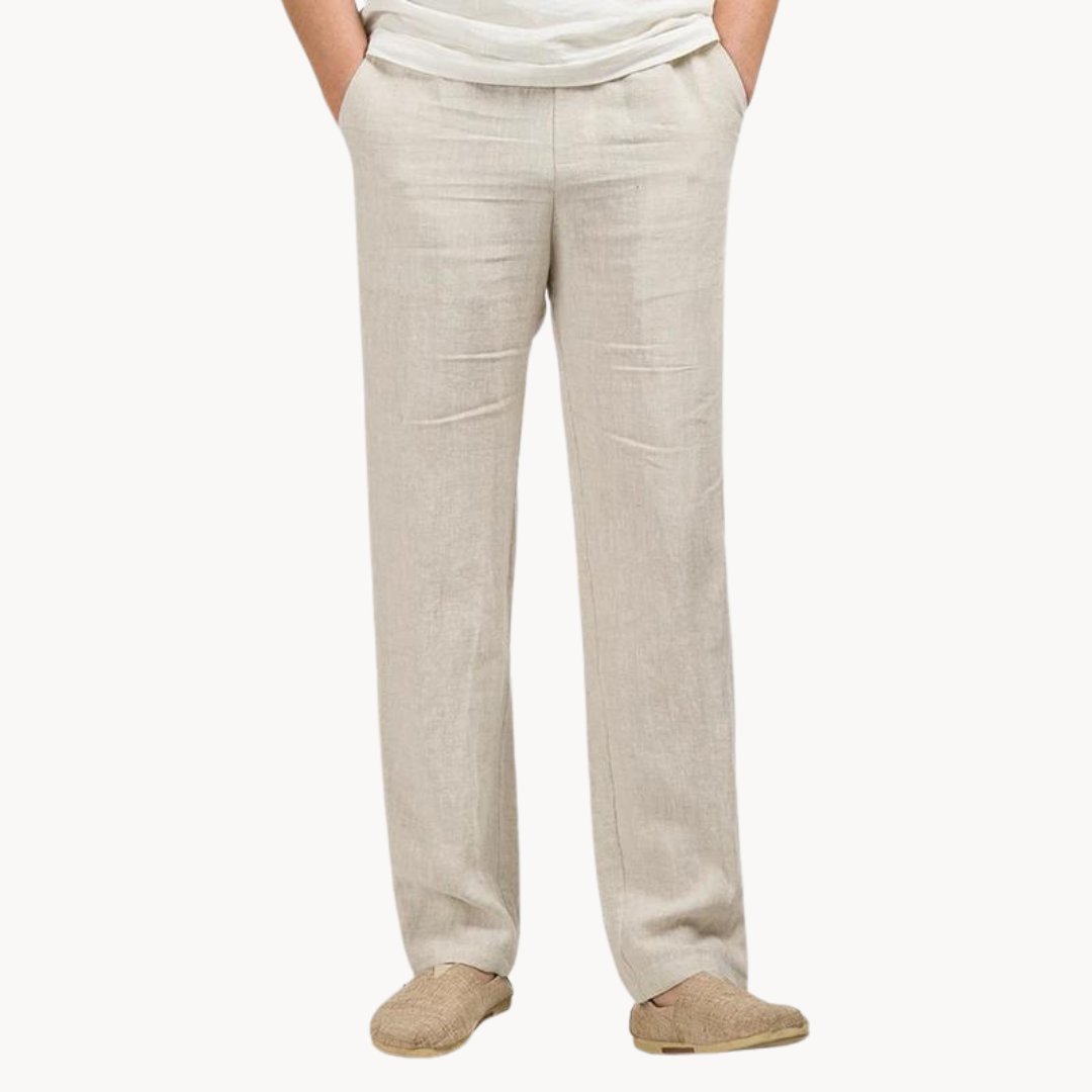 Men's Linen Trousers Straight Leg Relaxed Fit 5