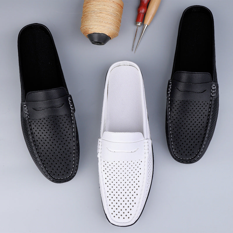 Men's Penny Loafers Perforated Open Back Mule 4