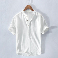 Men's Shirt Casual Henley Short Sleeve Relaxed Fit
