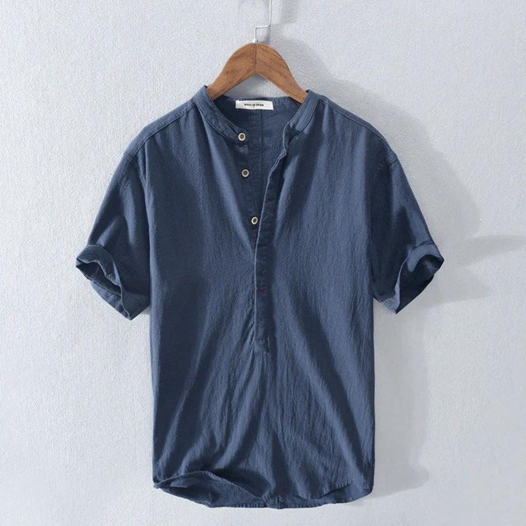Men's Shirt Casual Henley Short Sleeve Relaxed Fit 2