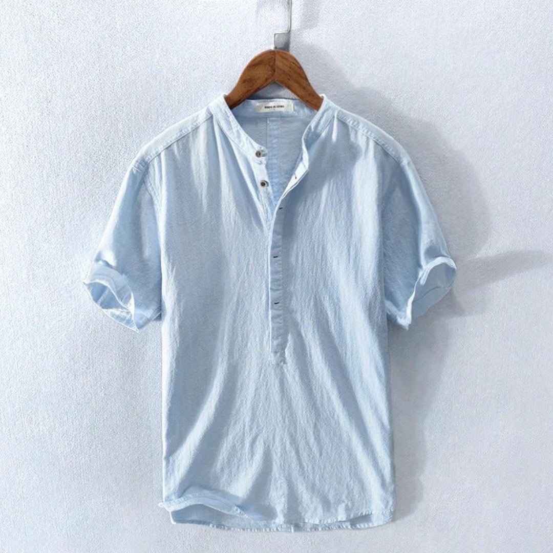 Men's Shirt Casual Henley Short Sleeve Relaxed Fit 3