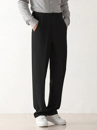 Men's High Waist Wide Leg Tailored Trousers with Side Zip