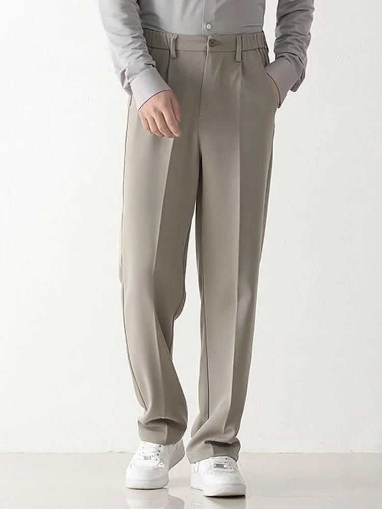 Men's black high waist wide leg tailored trousers with side zip