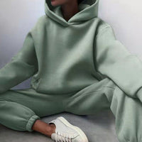 Women's Oversized High-Waist Hoodie Jogger Loungewear Set