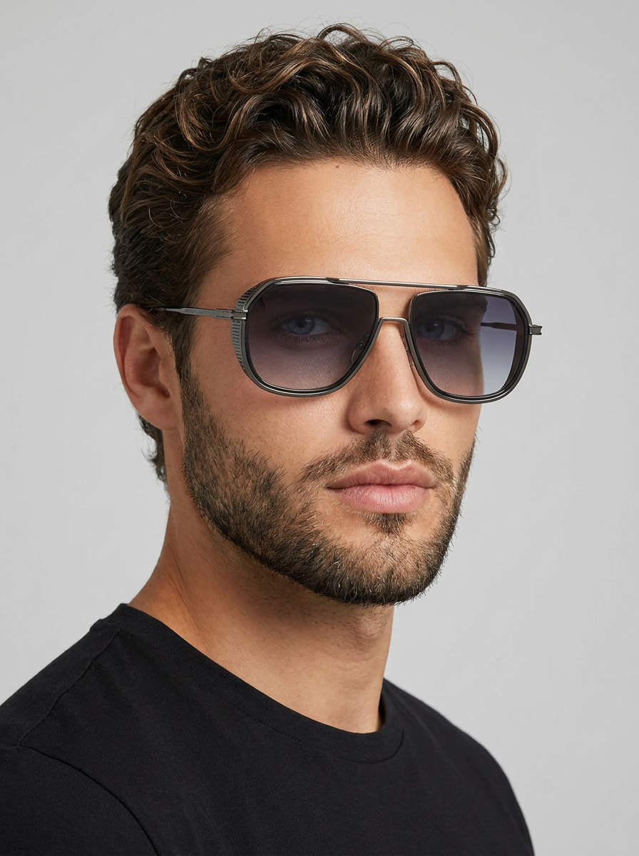 Square Aviator Sunglasses with Gold Frame