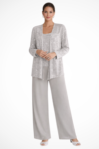 Women's Sequin Lace 3-Piece Trouser Suit - Wedding Guest