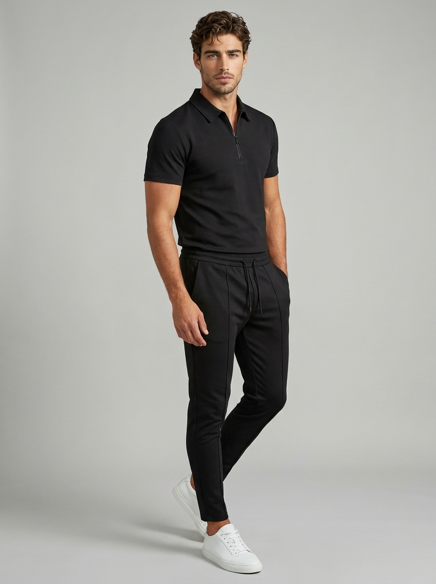 Zip Polo and Trousers Co-ord Set