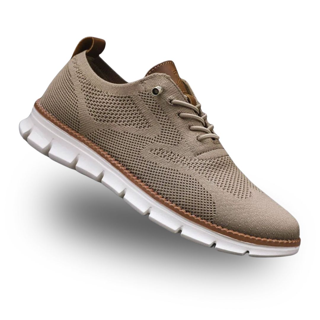 Men's walking shoes in white, black, and olive