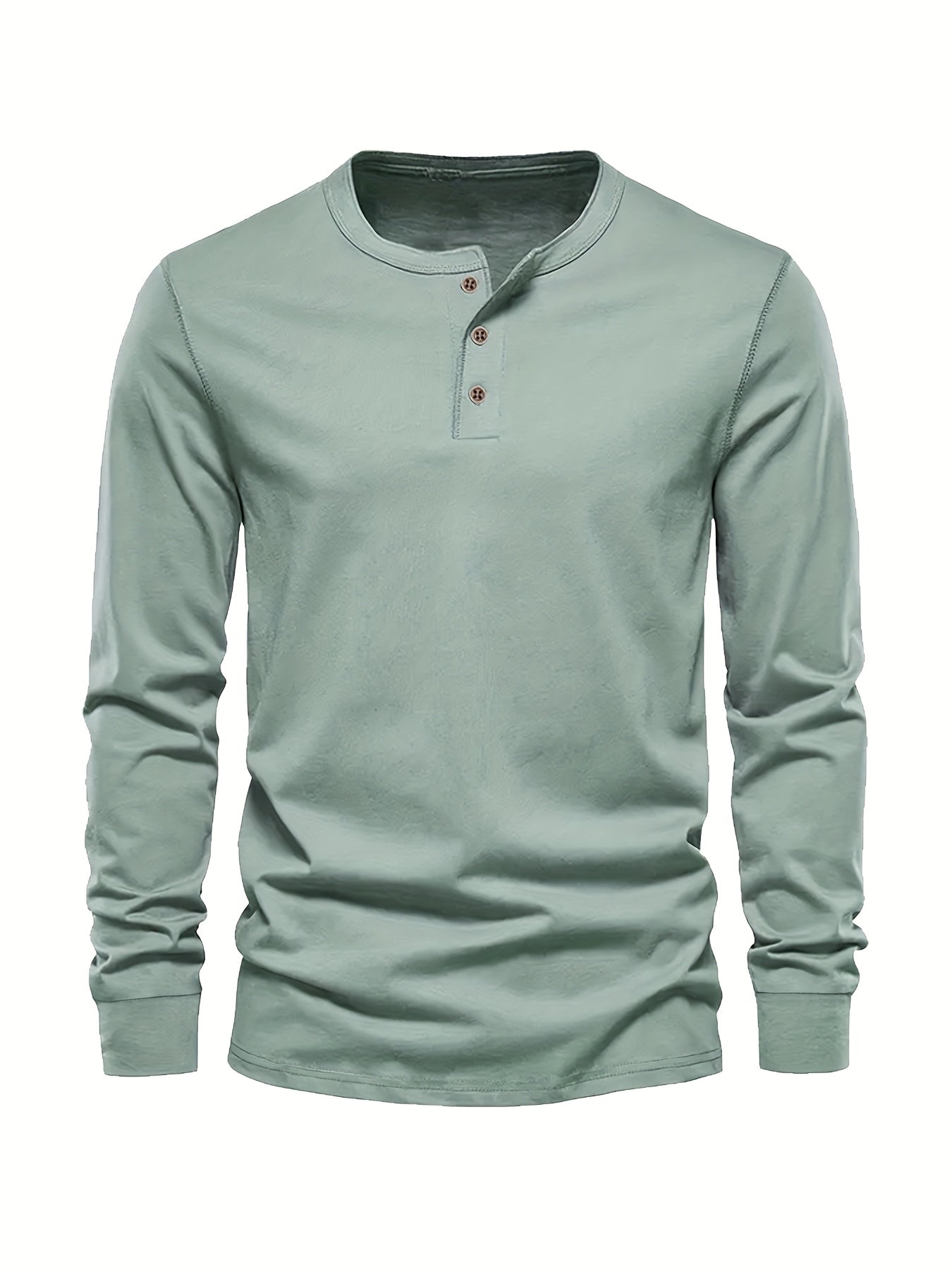 Men's light green oversized long-sleeve knit shirt