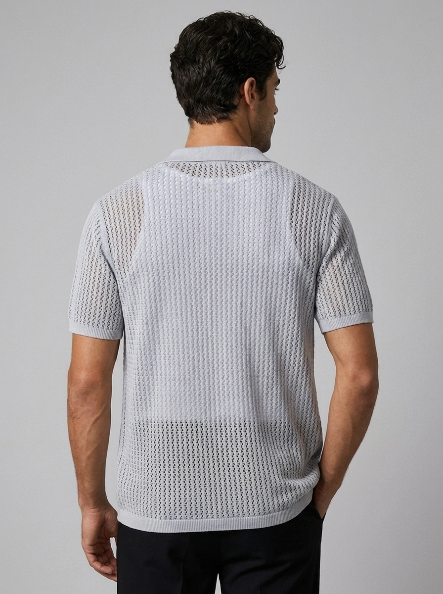 Crochet Knit Shirt with Button Closure for Summer