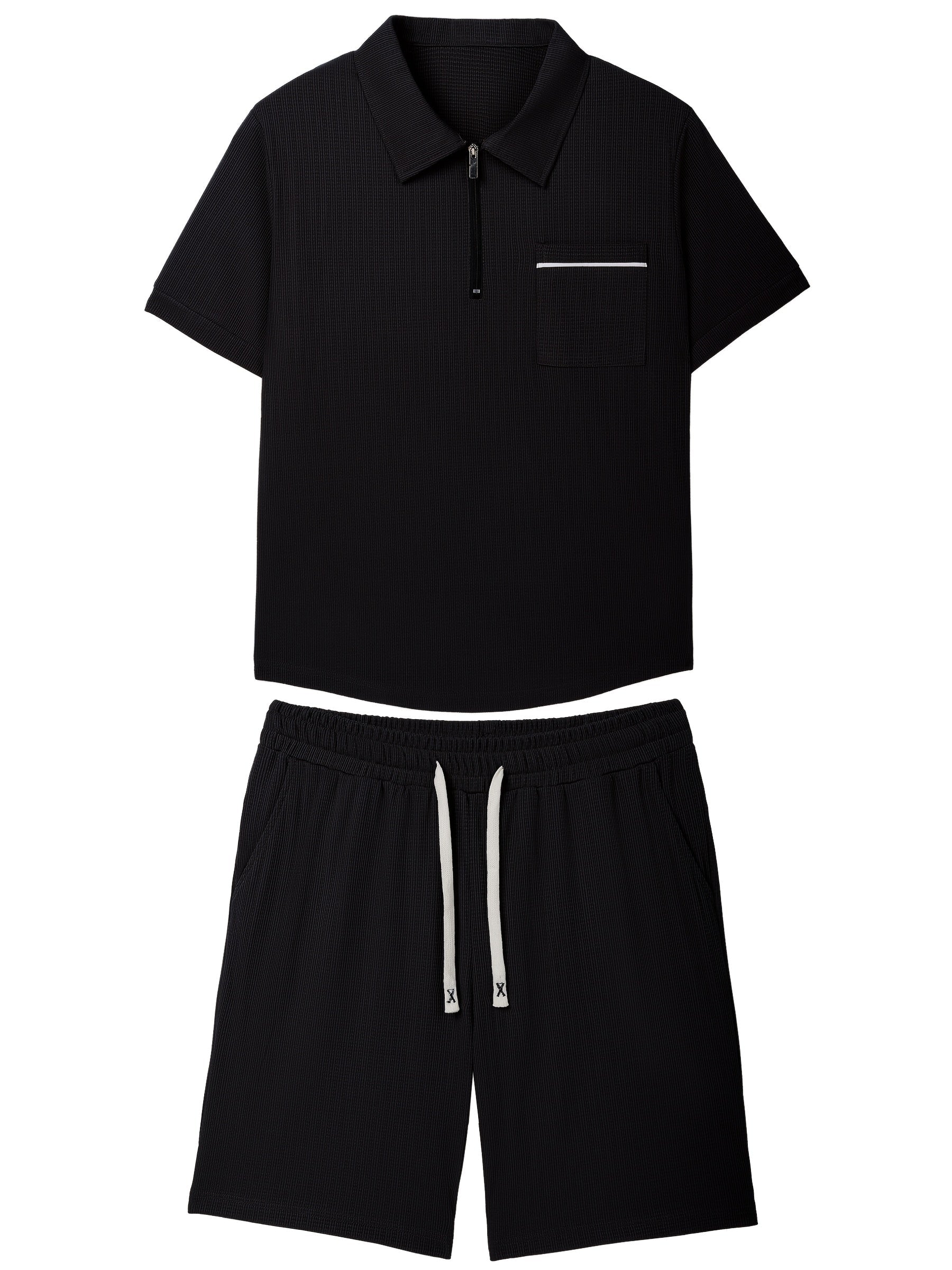 Men's grey polo and shorts co-ord set