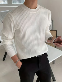 Men's Regular Fit Crew Neck Knitted Jumper with Long Sleeves