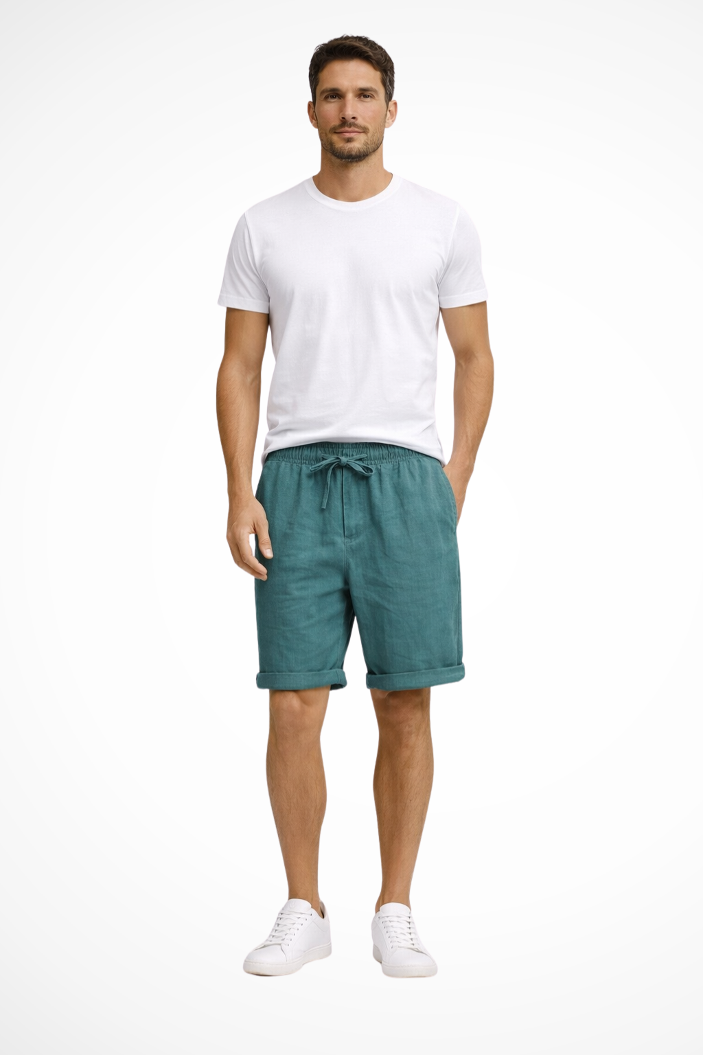 Men's drawstring casual shorts with side pockets