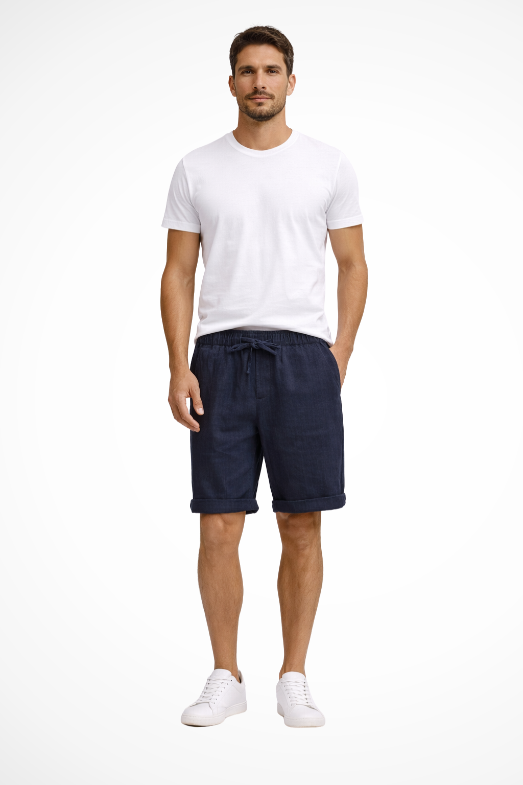 Men's drawstring casual shorts with side pockets