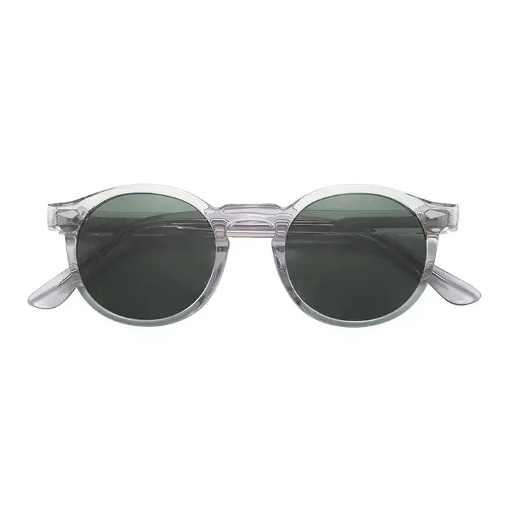 transparent retro round sunglasses with lightweight frame