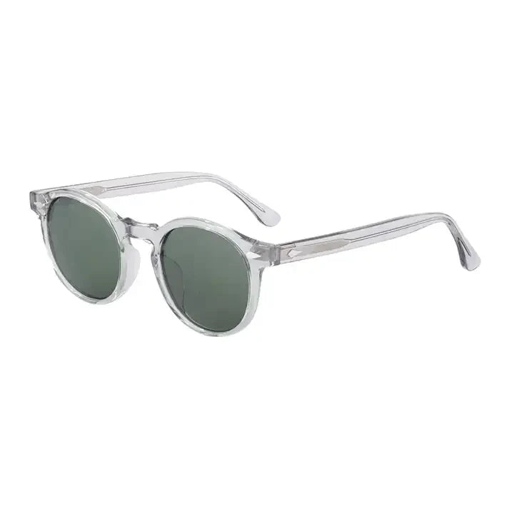 black retro round sunglasses with lightweight frame