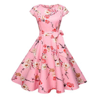 Midi Dress Floral Bow Detail Flared