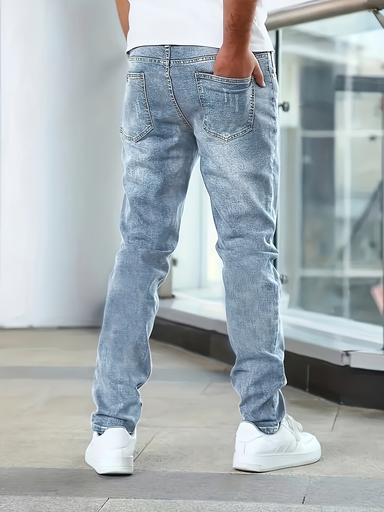 Men's blue slim fit stretch denim jeans