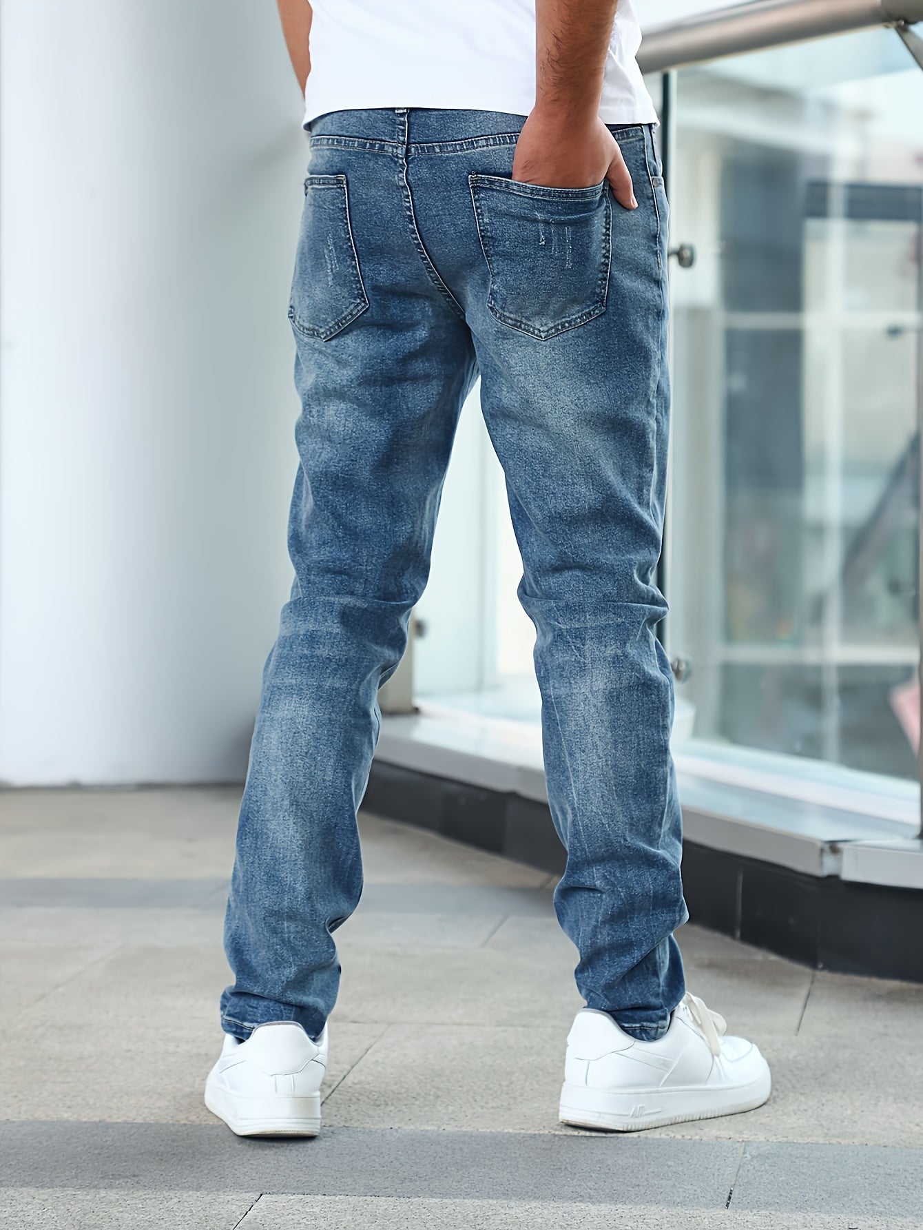 Men's blue slim fit stretch denim jeans