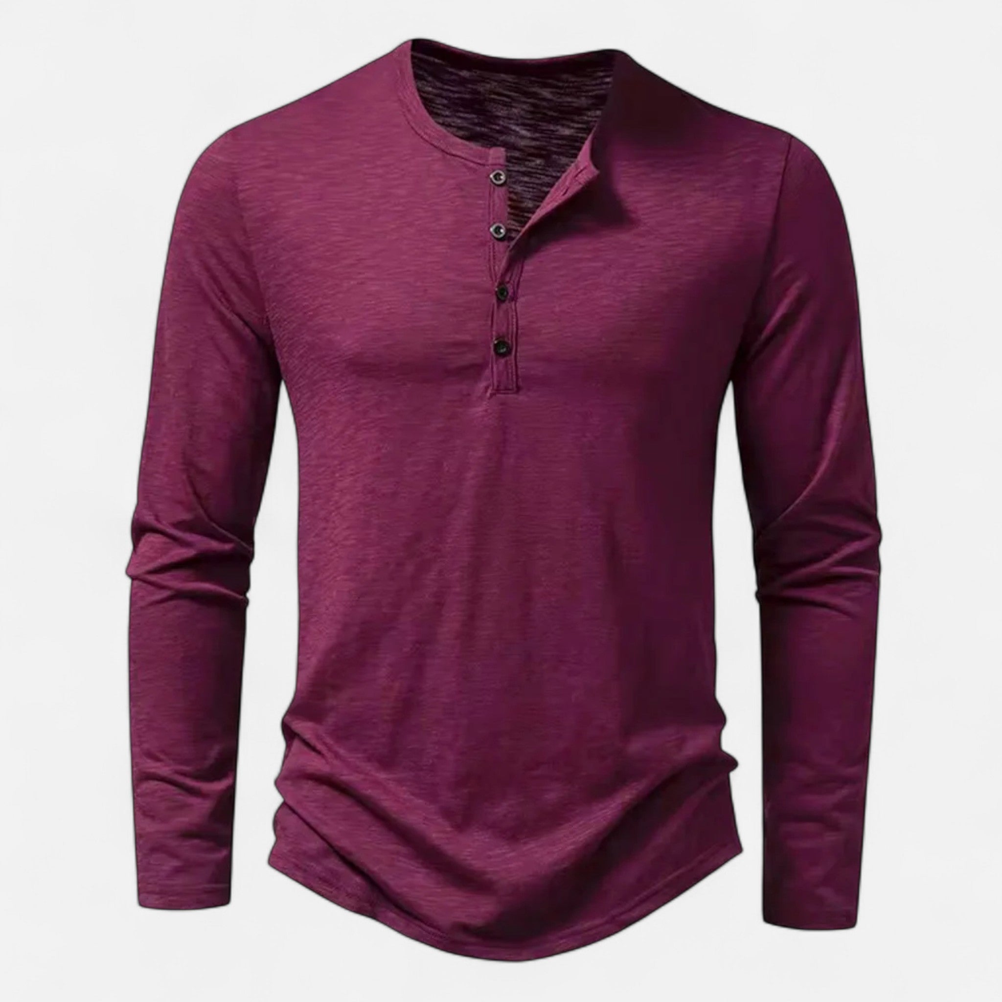 Men's purple slim fit long-sleeve henley shirt