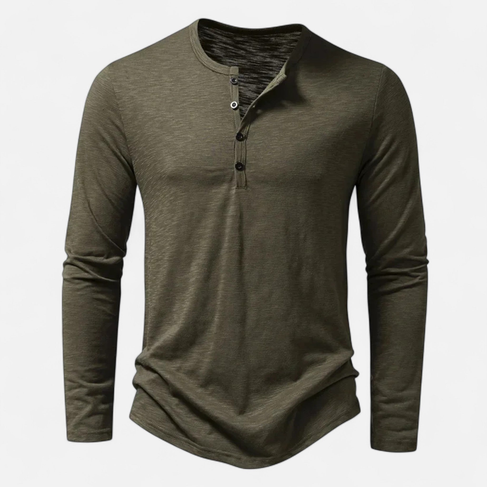 Men's purple slim fit long-sleeve henley shirt