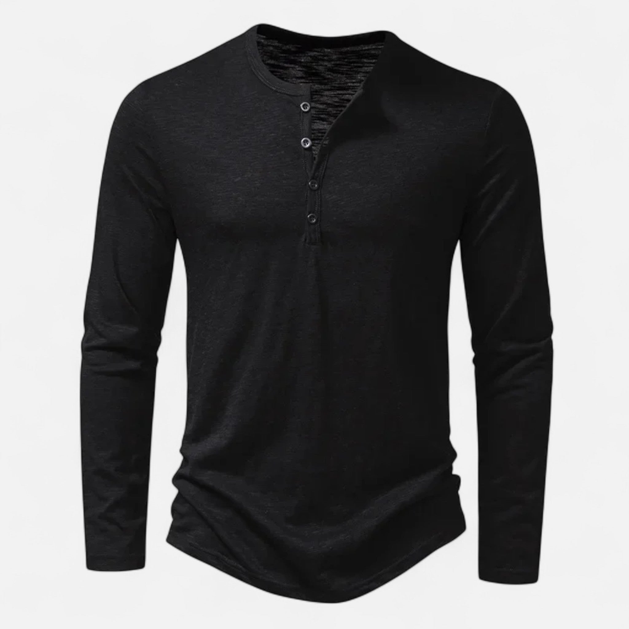 Men's purple slim fit long-sleeve henley shirt