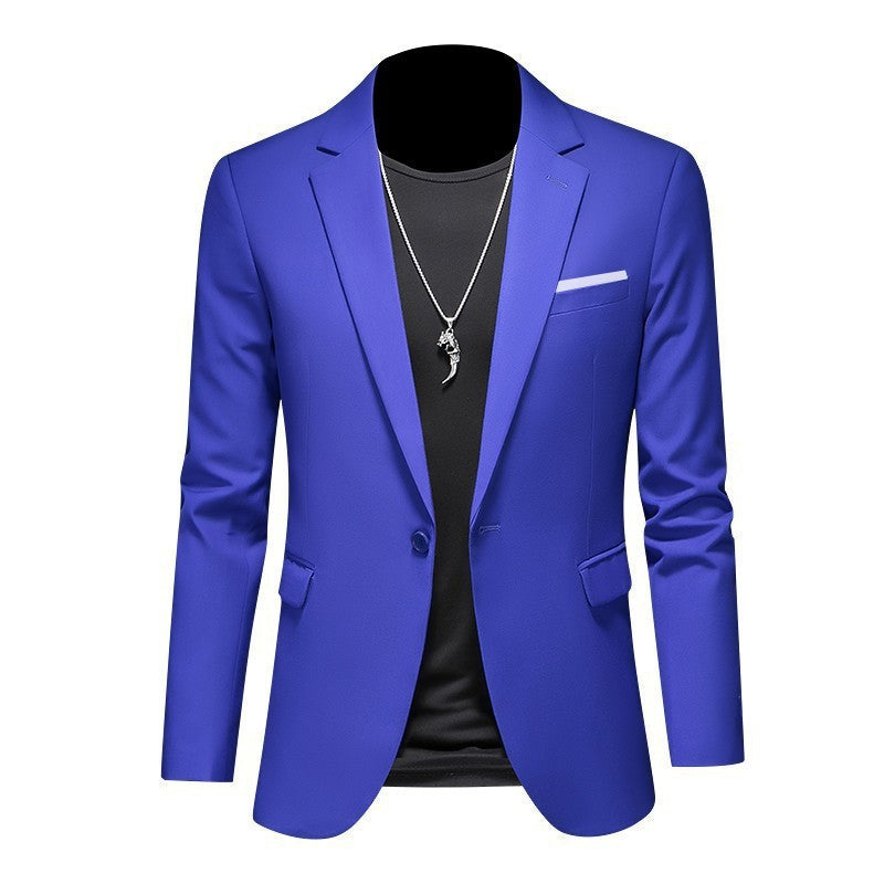 Men's light blue slim fit single-button suit jacket