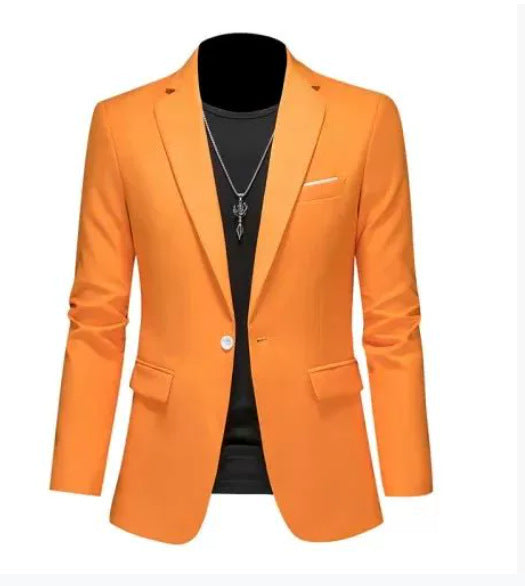 Men's light blue slim fit single-button suit jacket