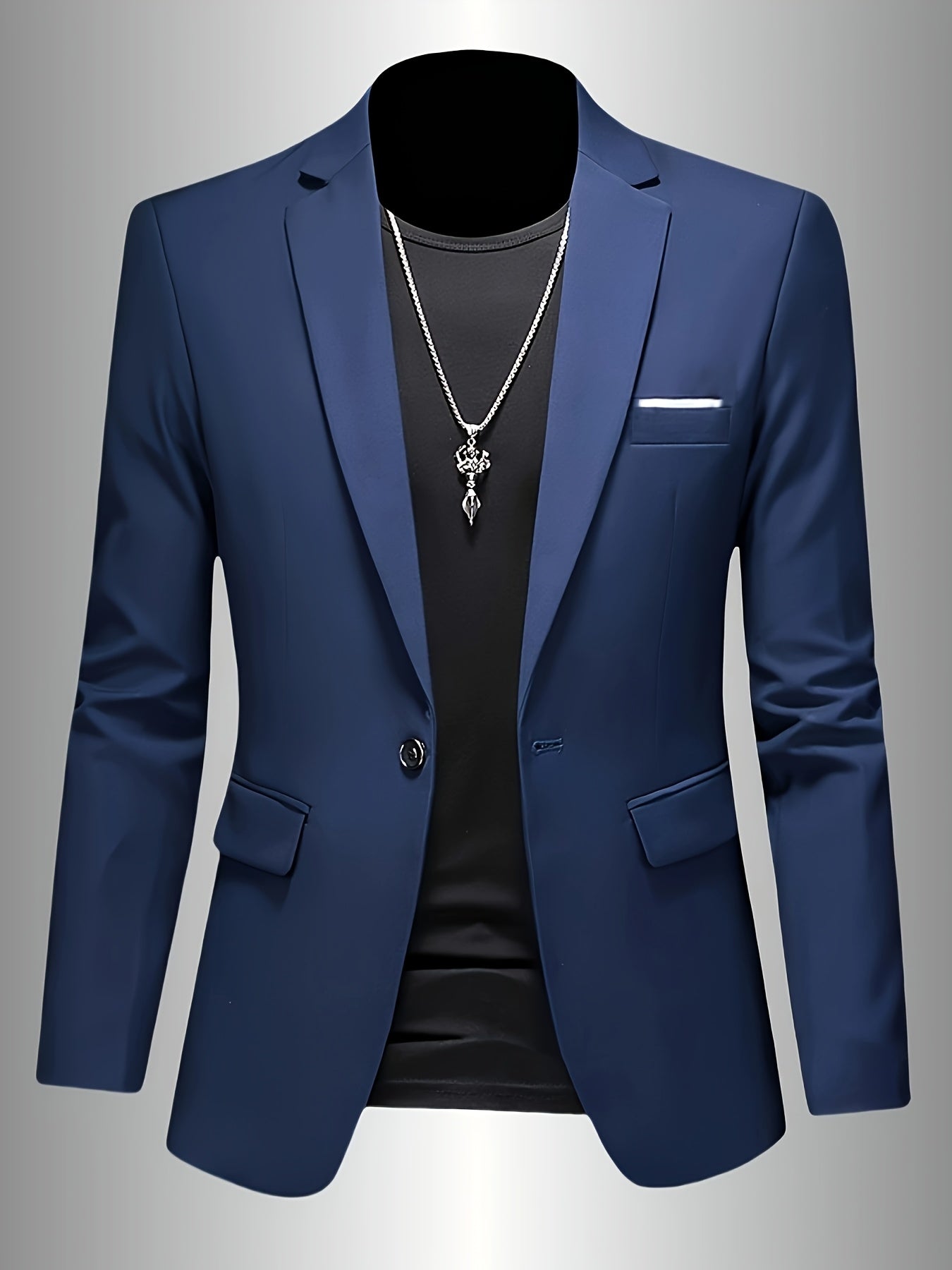 Men's white slim fit single-button suit jacket
