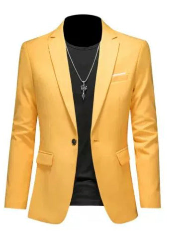 Men's light blue slim fit single-button suit jacket