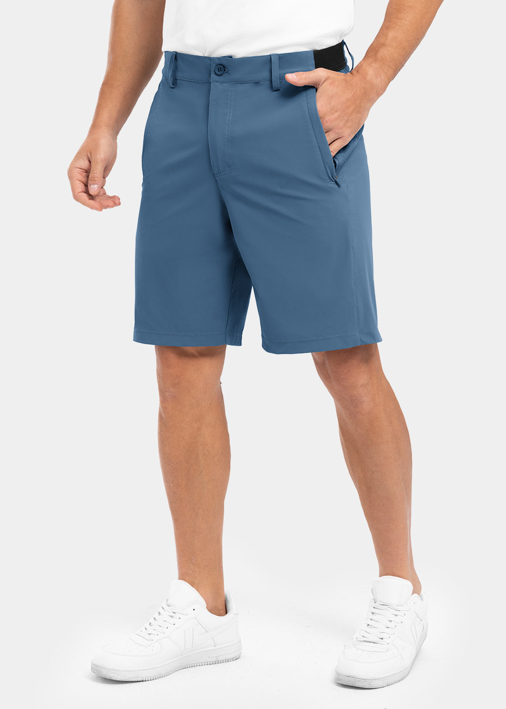 Men's khaki straight fit stretch summer shorts
